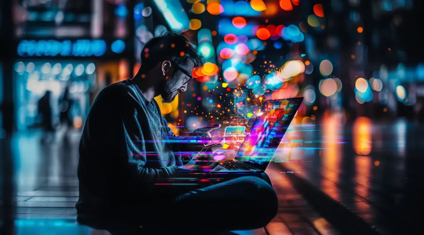 Screen-in-focus_person_blurred_digital_content_online